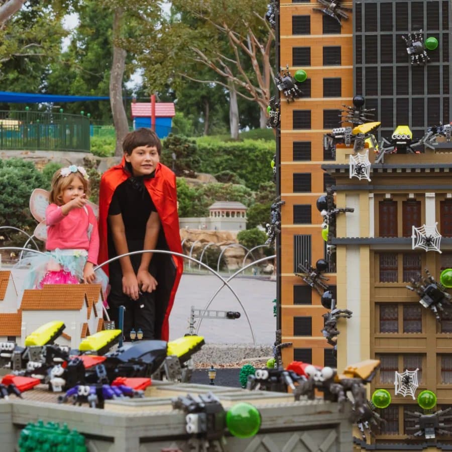 LEGO spiders swarming MINILAND at LEGOLAND California Brick-or-Treat 2026