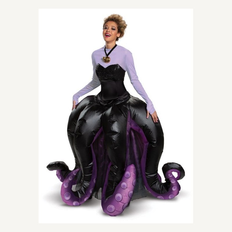 A woman dressed as Ursula with large black and purple inflatable tentacles