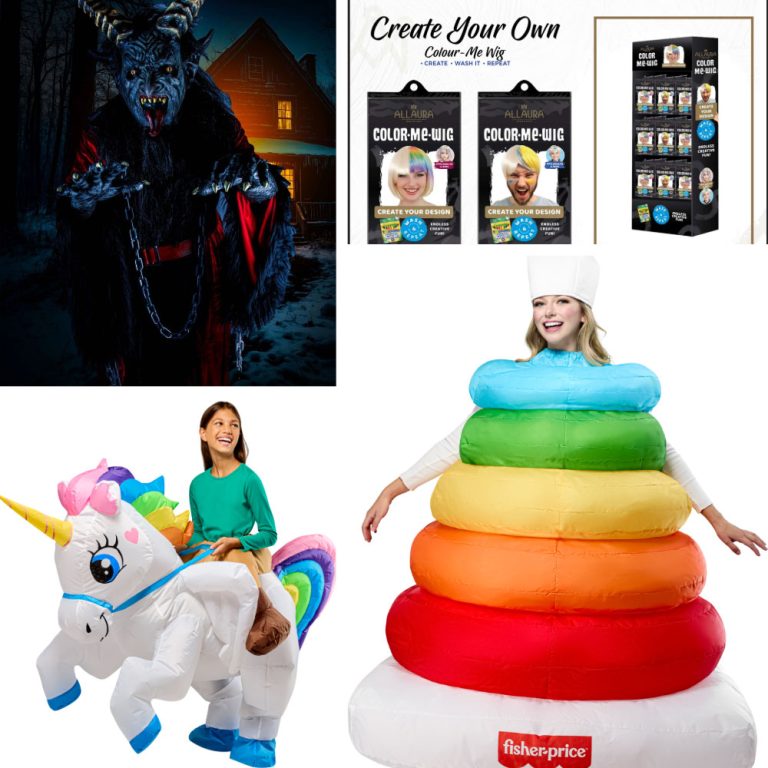 Collage of 2025 Spooky Awards winners by the Halloween & Costume Association, featuring top costumes, décor, makeup, masks, and fan favorite products at the Halloween & Party Expo in Las Vegas