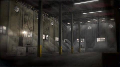 The industrial warehouse interior of Terror on the Coast in Gulfport, Mississippi