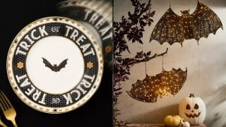 Anthropologie 2026 Halloween collection decor including ghost ceramics and illuminated vine pieces