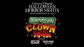 Downtown Clowntown scare zone with Killer Klowns and Art the Clown at HHN 35 Orlando