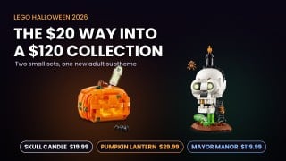 LEGO Halloween 2026 Pumpkin Lantern and Skull Candle sets with prices