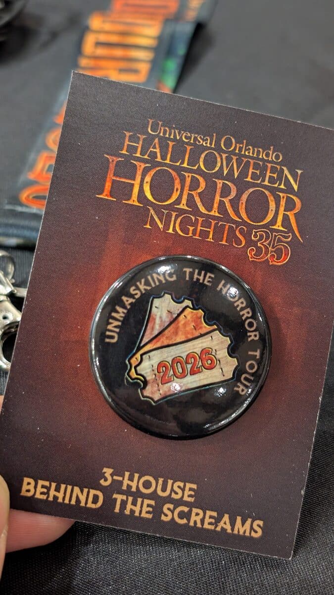 Exclusive 3-House Behind the Screams pin for the Unmasking the Horror tour