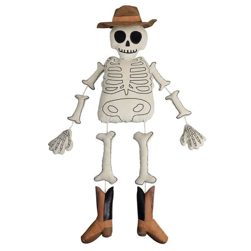 The Red Shed Cowboy Skeleton Throw Pillow