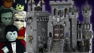 Universal Monsters LEGO set with six monster minifigures and gothic castle
