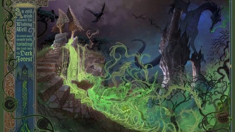 Concept art of the corrupted Wishing Well in Villains Land at Magic Kingdom