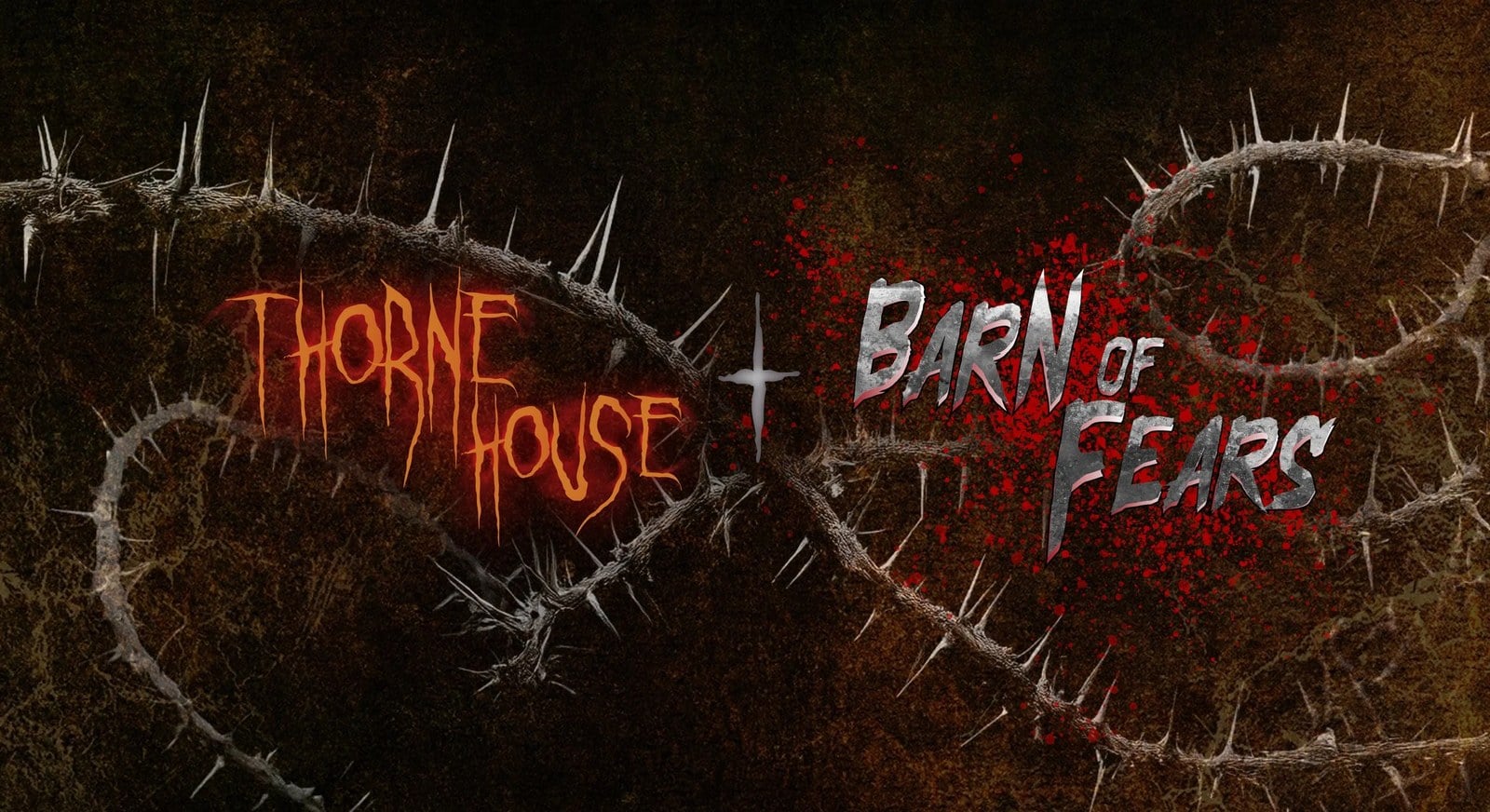 Dark title art with thorny vines and red lettering that reads Thorne House and Barn of Fears